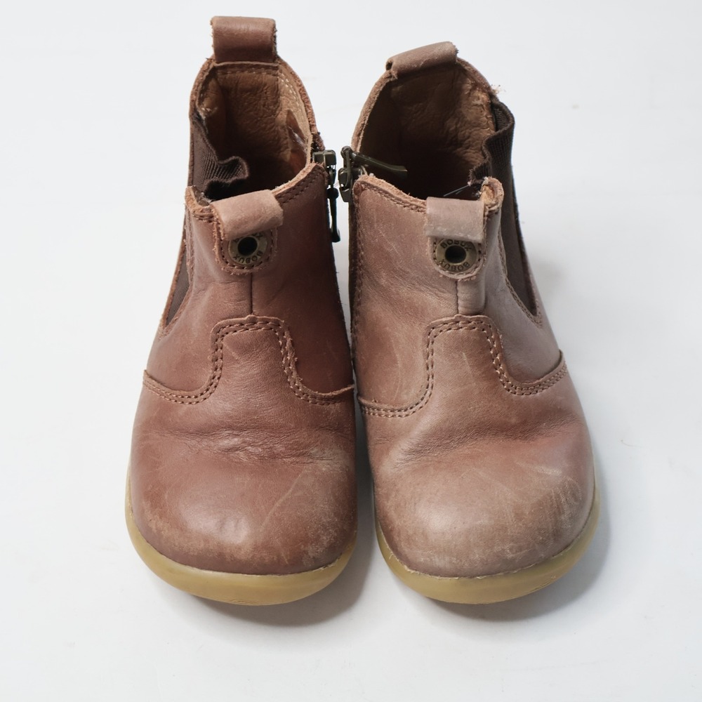 Bobux NZ Toddler Shoes Jodhpur Brown Leather Chelsea Boots Side Zip EU 21 US 5.5